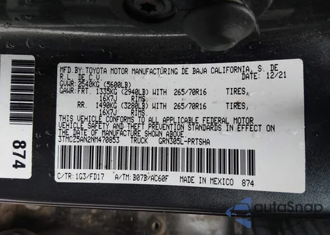 2022 Toyota Tacoma 4Wd Trd Off Road из США, поврежденный, VIN 3TMCZ5AN2NM470853